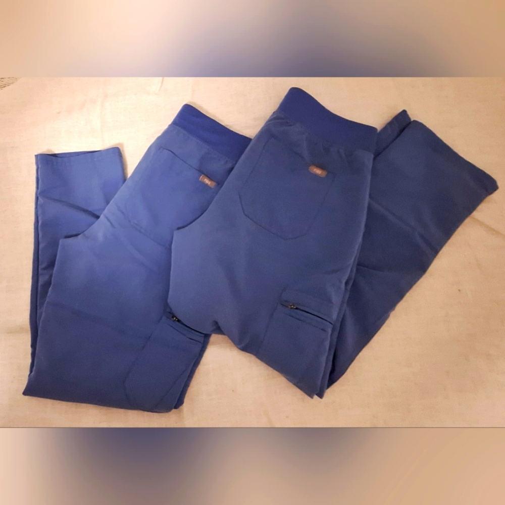 Figs Size Medium High Waist Yola Ceil Blue Scrub Pants x 2 pair